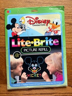 VTG Lite Brite Picture Refill Disney- 4 lite Brite Pictures & 24 guide sheets
